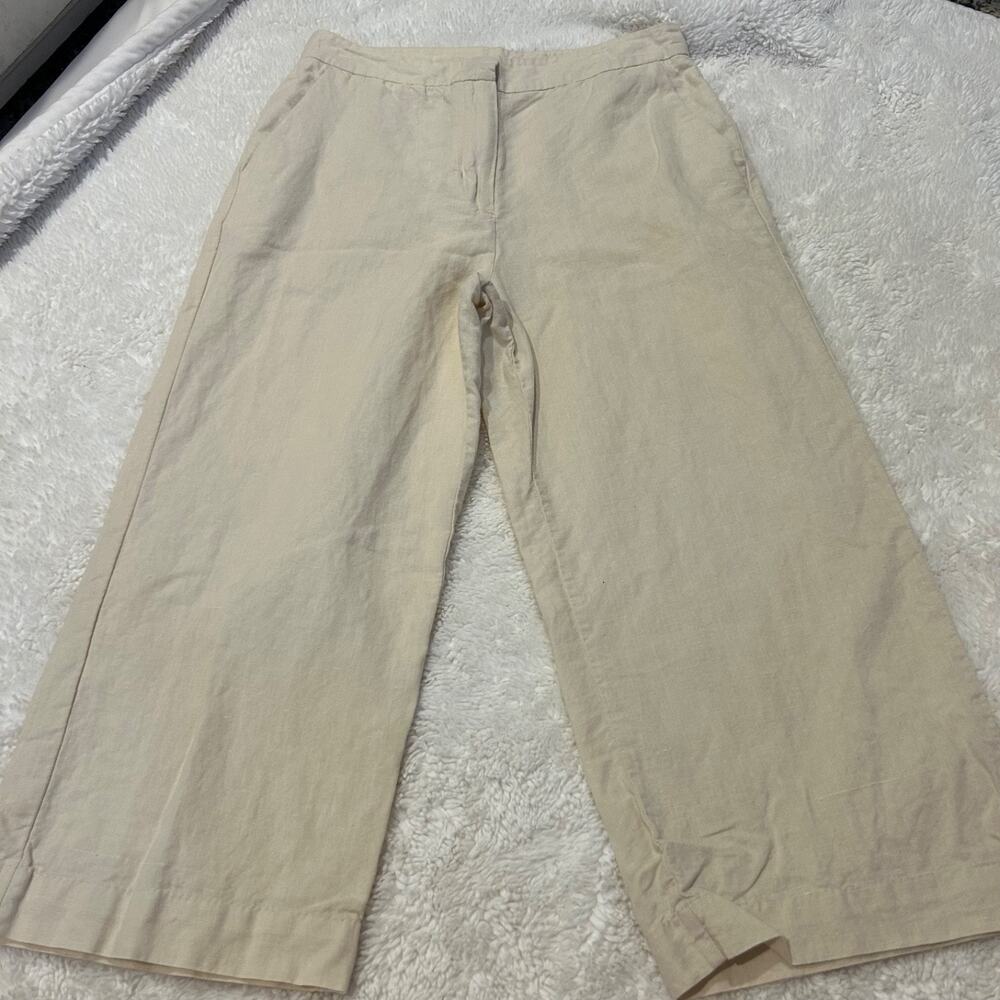 Oak + Fort Womens Sz 8 Beige Cotton Linen Slide Pockets Pants Cottage Core Soft - Picture 2 of 7